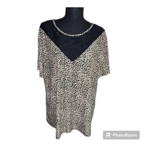 Sale 3 for $12 | Shein Curve Leopard & Lace Cutout Plus Size Top
